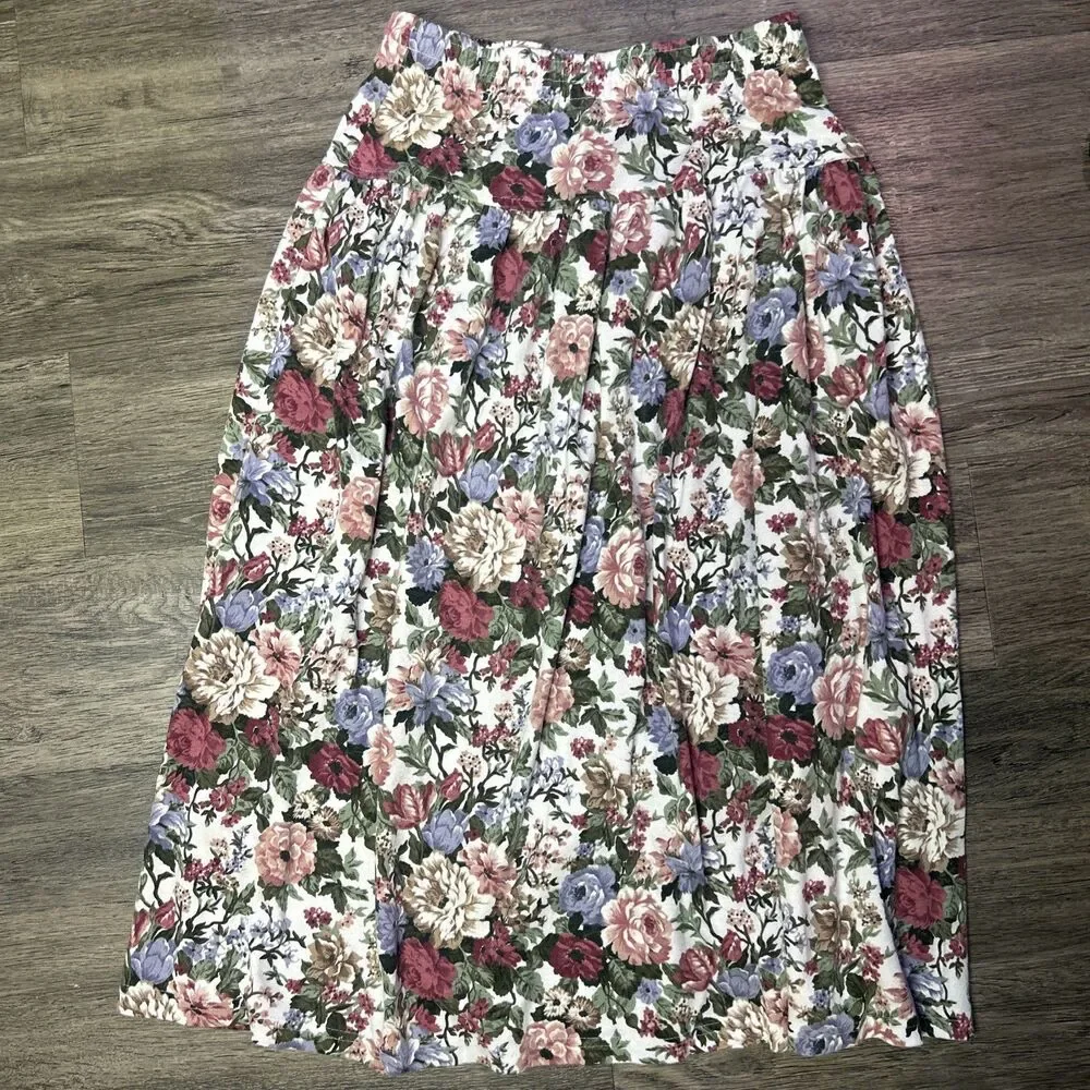 Fritzi California Skirt Smal  Floral Midi Pull On Cottagecore 90s